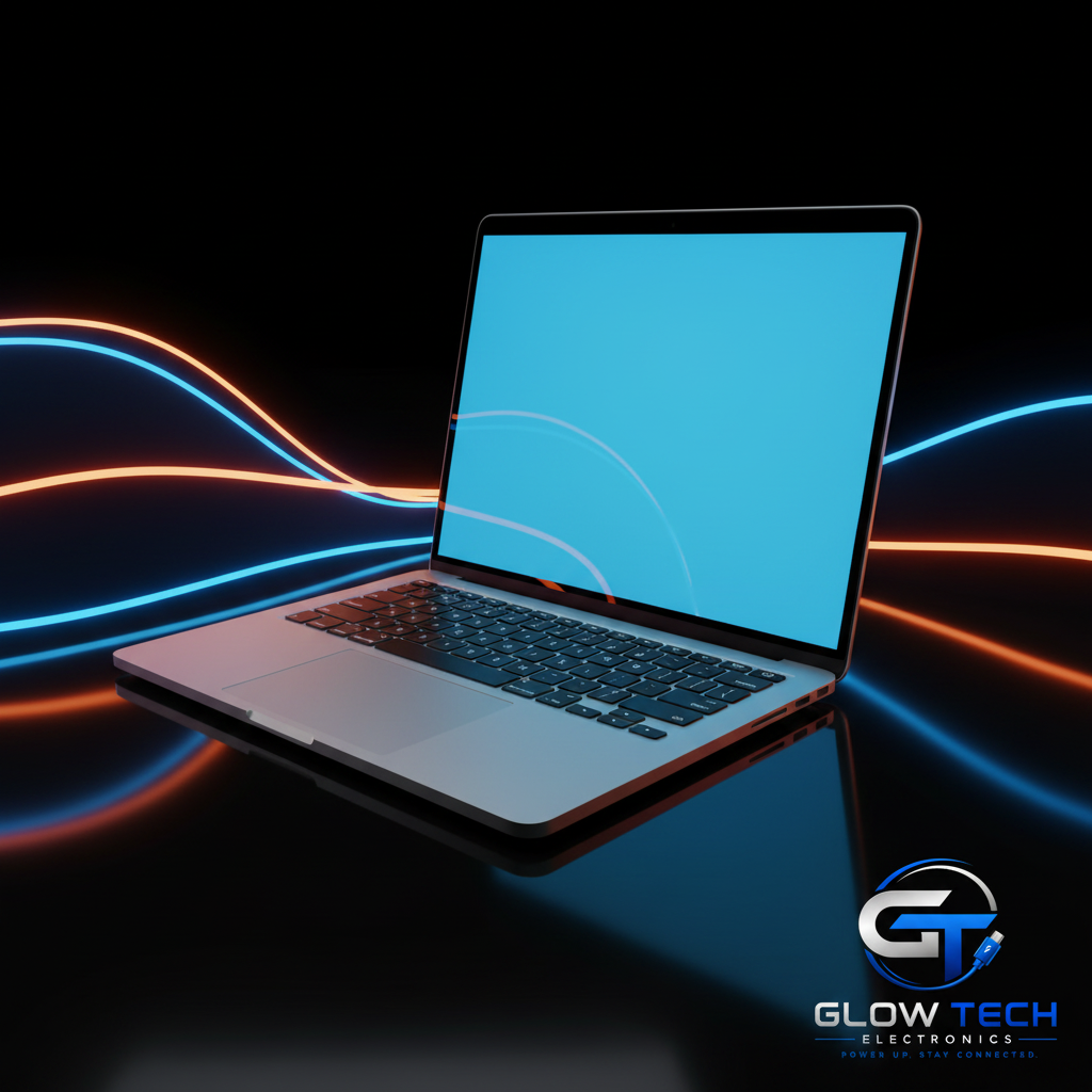 MacBook Air 13 M4 with Glow Tech Electronics branding